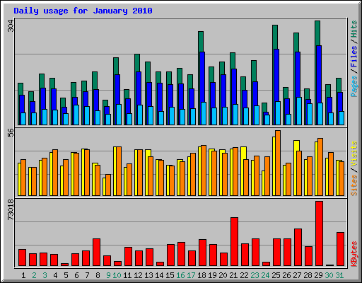 Daily usage for January 2010