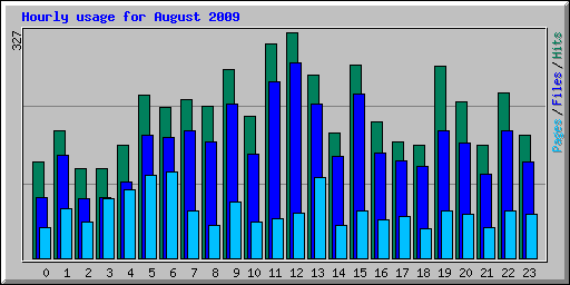 Hourly usage for August 2009